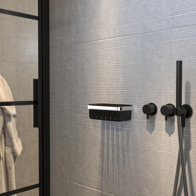 Geesa frame Black Basket serijos higienos priemonų laikiklis 21 cm, chromuotas laikiklis, juodas įdėkliukas