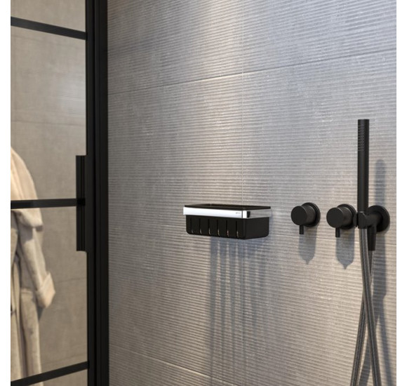 Geesa frame Black Basket serijos higienos priemonų laikiklis 21 cm, chromuotas laikiklis, juodas įdėkliukas