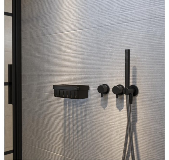 Geesa frame Black Basket serijos higienos priemonų laikiklis 21 cm, juodas laikiklis, juodas įdėkliukas