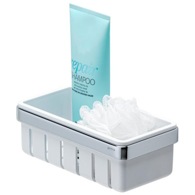 Geesa frame Black Basket serijos higienos priemonų laikiklis 21 cm, chromuotas laikiklis, baltas įdėkliukas