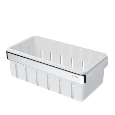 Geesa frame Black Basket serijos higienos priemonų laikiklis 21 cm, chromuotas laikiklis, baltas įdėkliukas