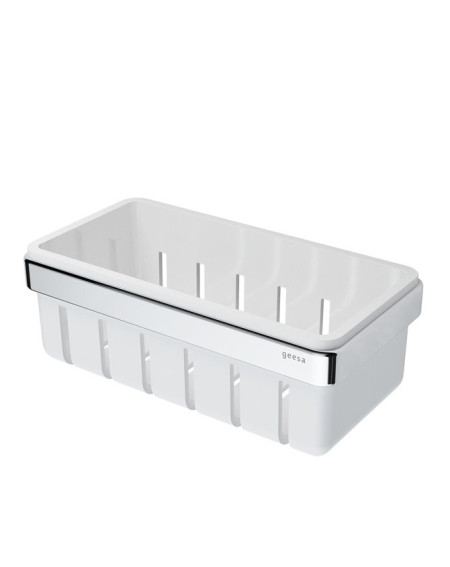 Geesa frame Black Basket serijos higienos priemonų laikiklis 21 cm, chromuotas laikiklis, baltas įdėkliukas