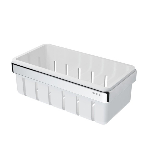 Geesa frame Black Basket serijos higienos priemonų laikiklis 21 cm, chromuotas laikiklis, baltas įdėkliukas