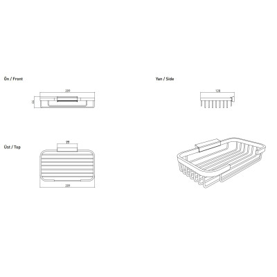 IŠPARDAVIMAS. Bocchi lentynėlė 21x12, chromo spalvos
