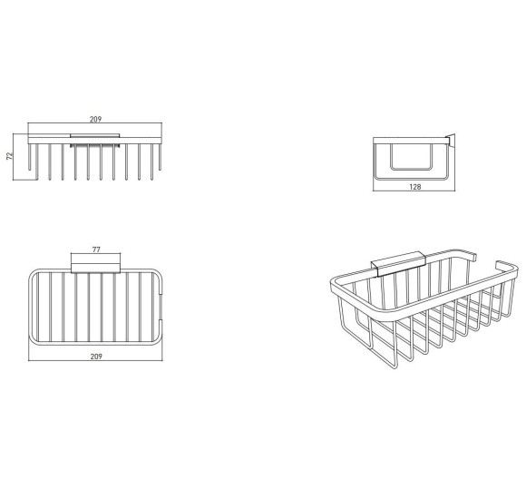 IŠPARDAVIMAS. Bocchi lentynėlė 209x128, chromo spalvos
