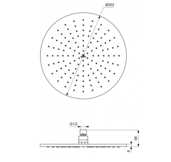 Ideal Standard Navigo potinkinės, termostatinės dušo sistemos komplektas (30cm galva), chromo spalvos, A7772AA