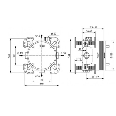 Ideal Standard Ceratherm Navigo kvadratinės potinkinės dušo sistemos komplektas, chromo spalvos, A7773AA