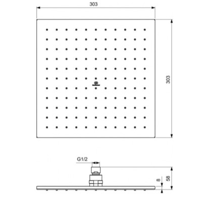 Ideal Standard Ceratherm Navigo kvadratinės potinkinės dušo sistemos komplektas, chromo spalvos, A7773AA