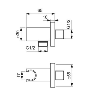 Ideal Standard Ceratherm Navigo kvadratinės potinkinės dušo sistemos komplektas, chromo spalvos, A7773AA