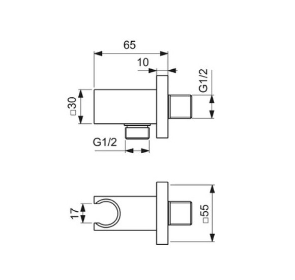 Ideal Standard Ceratherm Navigo kvadratinės potinkinės dušo sistemos komplektas, chromo spalvos, A7773AA
