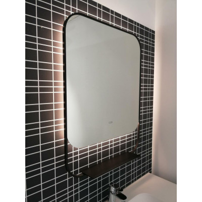 Balteco PO veidrodis su apšvietimu ir juodu rėmeliu