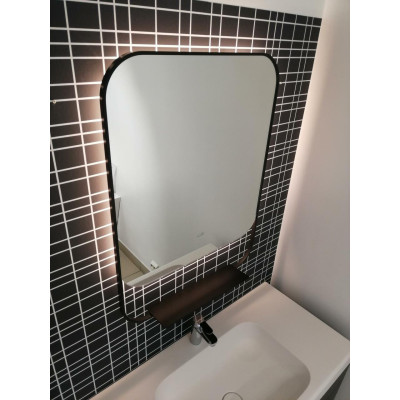 Balteco PO veidrodis su apšvietimu ir juodu rėmeliu