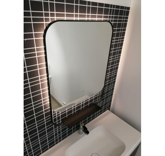 Balteco PO veidrodis su apšvietimu ir juodu rėmeliu