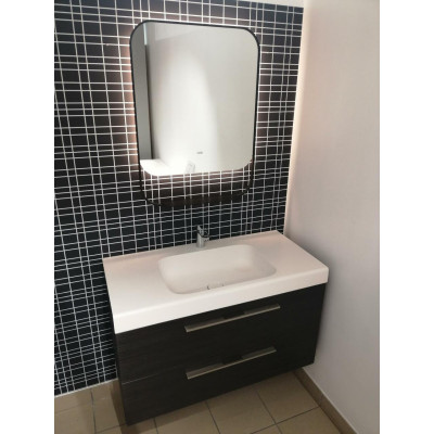 Balteco PO veidrodis su apšvietimu ir juodu rėmeliu