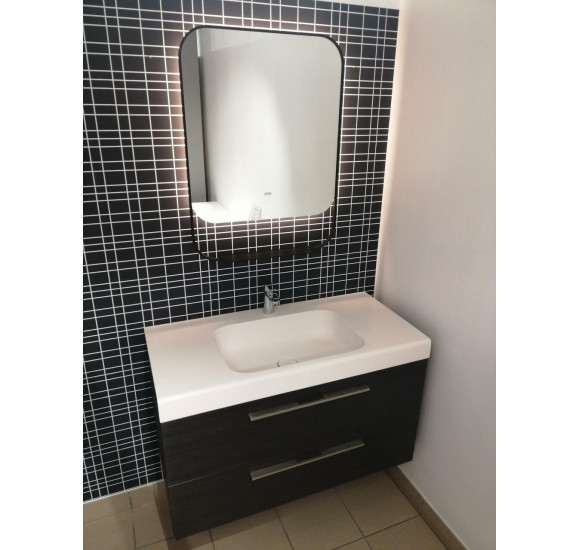 Balteco PO veidrodis su apšvietimu ir juodu rėmeliu