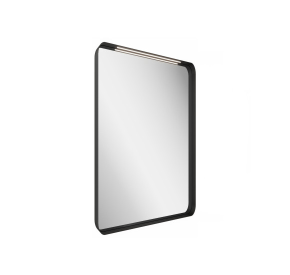 RAVAK Strip veidrodis su juodu rėmeliu ir apšvietimu (pasirenkamo dydžio)