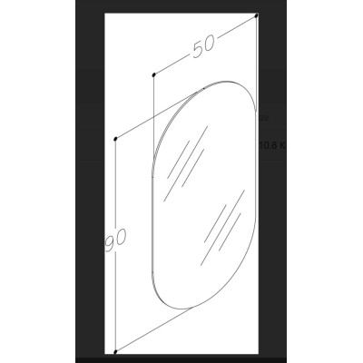 Kamė ovalus veidrodis su foniniu pašvietimu 50x90cm