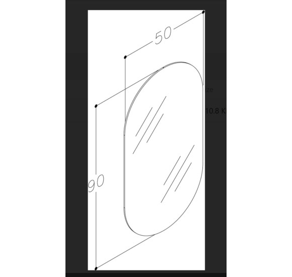 Kamė ovalus veidrodis su foniniu pašvietimu 50x90cm