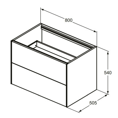 Ideal Standard Conca vonios spintelė 80x50cm, šviesus ąžuolas (tikros medienos lukštas)