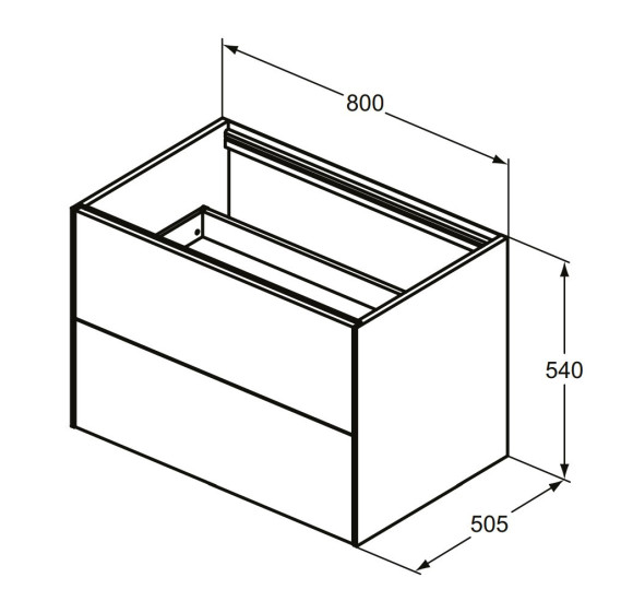 Ideal Standard Conca vonios spintelė 80x50cm, šviesus ąžuolas (tikros medienos lukštas)