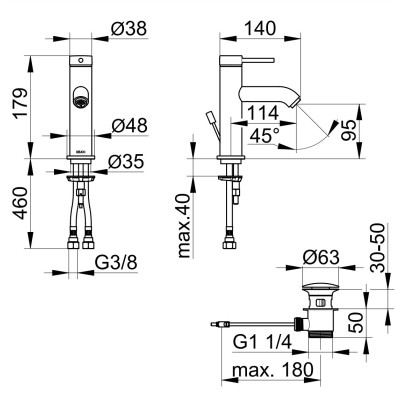 Keuco IXMO Soft 100 praustuvo maišytuvas  su dugno vožtuvu (pasirenkamos spalvos)