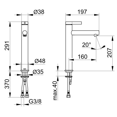 Keuco IXMO Pure 210 aukštas praustuvo maišytuvas (pasirenkite spalvą)