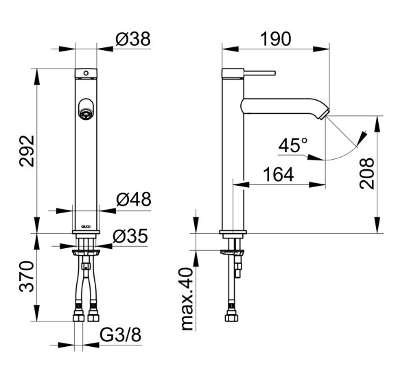 Keuco IXMO Soft 210 aukštas praustuvo maišytuvas (pasirenkamos spalvos)