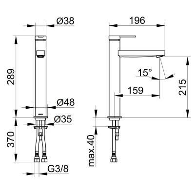 Keuco IXMO Flat 210 aukštas praustuvo maišytuvas (pasirenkamos spalvos)