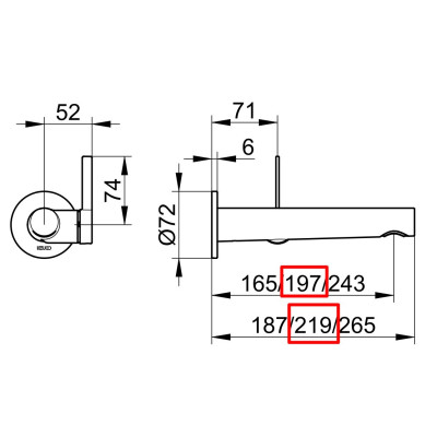 Keuco IXMO sieninis praustuvo maišytuvas 219mm (pasirenkamos spalvos)