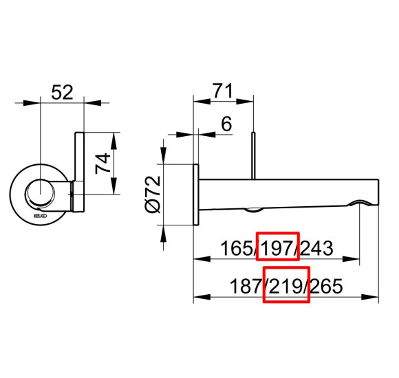 Keuco IXMO sieninis praustuvo maišytuvas 219mm (pasirenkamos spalvos)