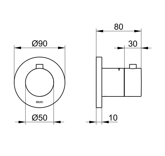 Keuco IXMO potinkinis  termostatinis maišytuvas (apvali apdaila)