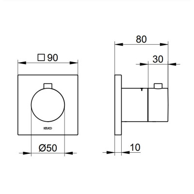 Keuco IXMO potinkinis  termostatinis maišytuvas (kvadratinė apdaila), pasirinkite spalvą
