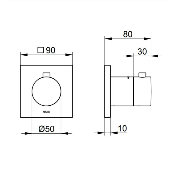 Keuco IXMO potinkinis  termostatinis maišytuvas (kvadratinė apdaila), pasirinkite spalvą