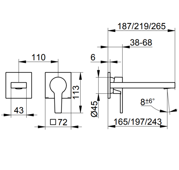 Keuco Edition 11 sieninis praustuvo maišytuvas 219 mm, pasirinkite spalvą