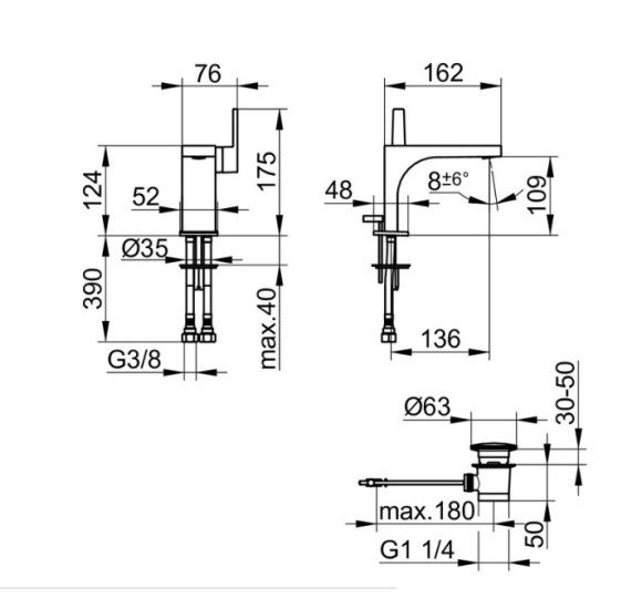Keuco Edition 11 praustuvo maišytuvas 110, pasirenkamos spalvos