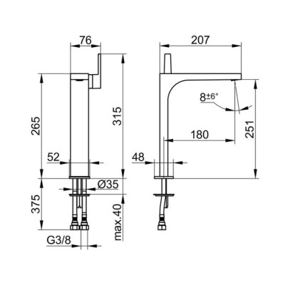 Keuco Edition 11 praustuvo maišytuvas 250, pasirenkamos spalvos
