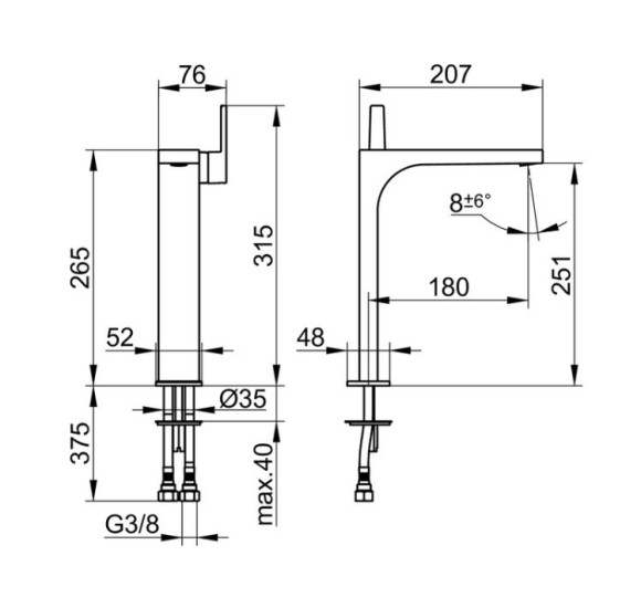 Keuco Edition 11 praustuvo maišytuvas 250, pasirenkamos spalvos