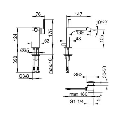 Keuco Edition 11 bide maišytuvas pasirenkamos spalvos