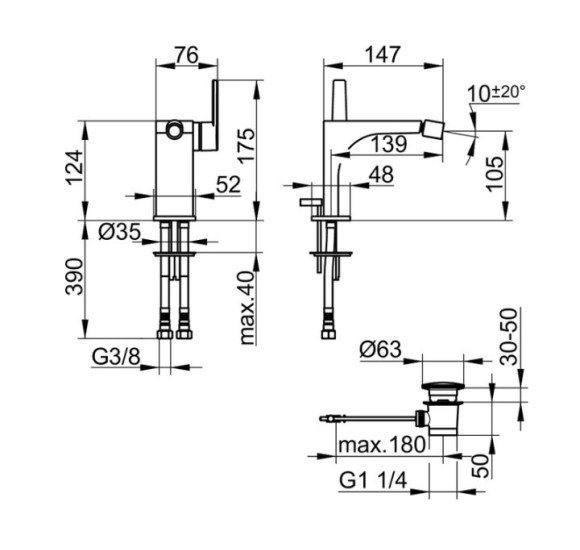 Keuco Edition 11 bide maišytuvas pasirenkamos spalvos