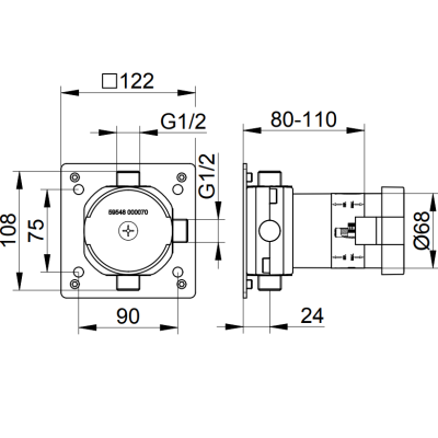 Keuco potinkinė dalis  3-jų krypčių diverteriui (su dušo žarnos išvadu)