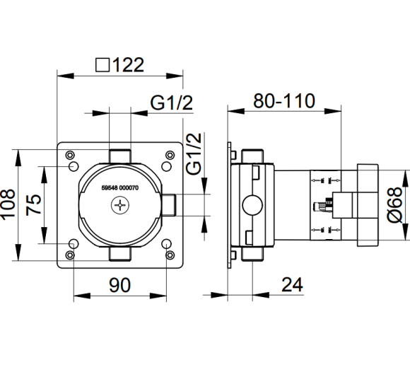 Keuco potinkinė dalis  3-jų krypčių diverteriui (su dušo žarnos išvadu)