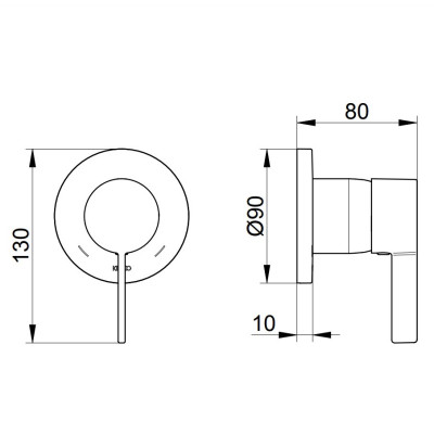 Keuco IXMO potinkinis dušo maišytuvas, apvali apdaila, pasirinkite spalvą