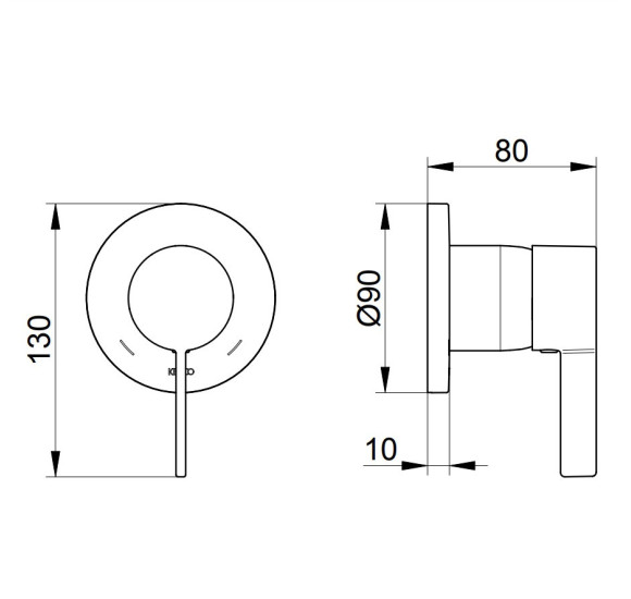 Keuco IXMO potinkinis dušo maišytuvas, apvali apdaila, pasirinkite spalvą