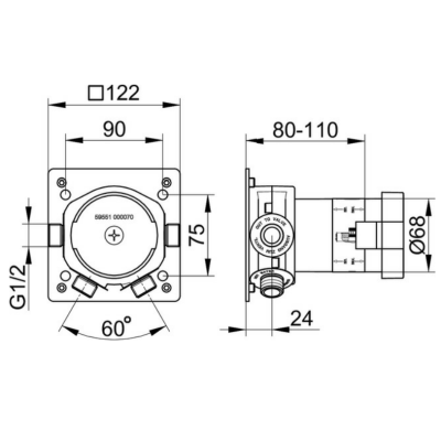 Keuco potinkinė dalis 1-os krypties dušo maišytuvui