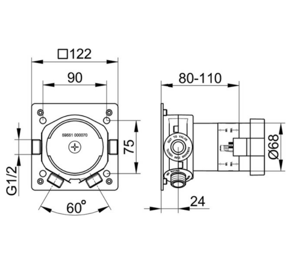 Keuco potinkinė dalis 1-os krypties dušo maišytuvui