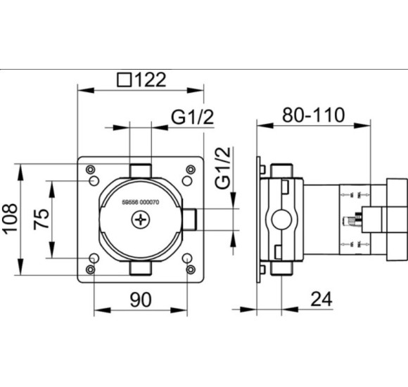 Keuco potinkinė dalis  2-jų krypčių diverteriui