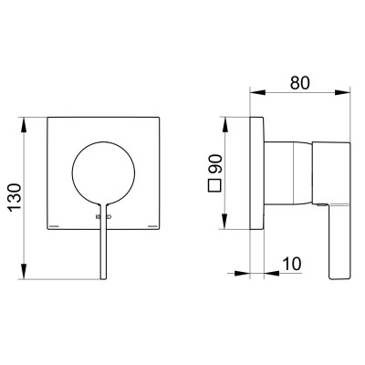 Keuco IXMO potinkinis dušo maišytuvas,kvadratinė apdaila