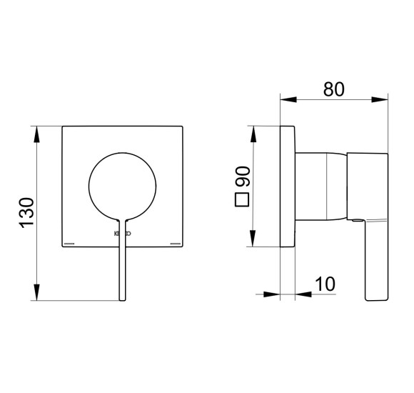 Keuco IXMO potinkinis dušo maišytuvas,kvadratinė apdaila