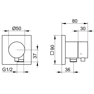 Keuco IXMO 3-jų krypčių diverteris su išvadu žarnai prijungti