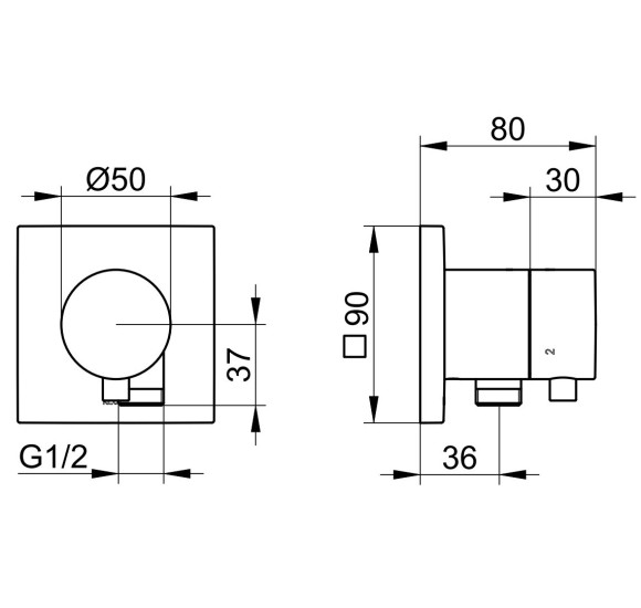 Keuco IXMO 3-jų krypčių diverteris su išvadu žarnai prijungti